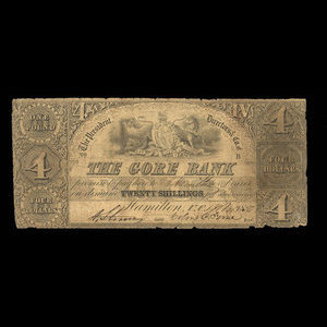 Canada, Gore Bank, 4 dollars : March 1, 1850