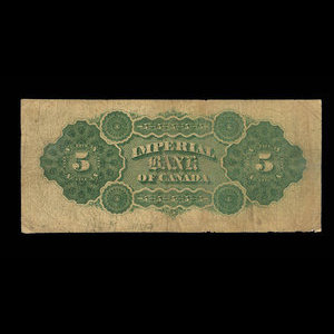 Canada, Imperial Bank of Canada, 5 dollars : March 1, 1875