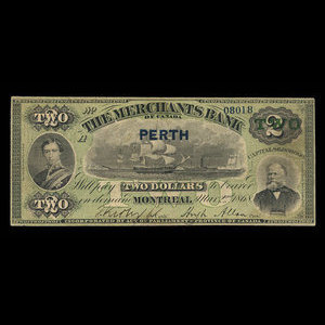 Canada, Merchants Bank of Canada (The), 2 dollars : March 2, 1868