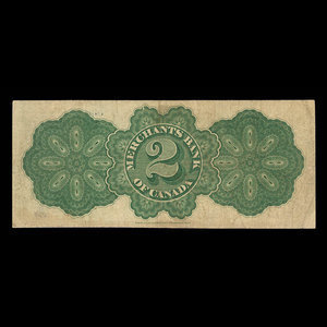 Canada, Merchants Bank of Canada (The), 2 dollars : March 2, 1868