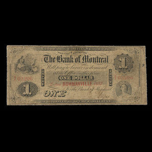 Canada, Bank of Montreal, 1 dollar : January 2, 1857