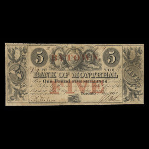 Canada, Bank of Montreal, 5 dollars : May 1, 1849