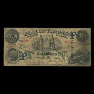 Canada, Bank of Toronto (The), 10 dollars : July 1, 1887