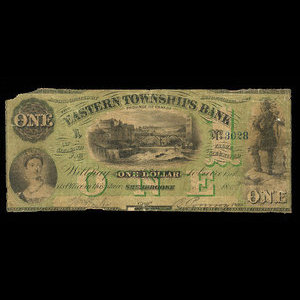 Canada, Eastern Townships Bank, 1 dollar : August 1, 1859