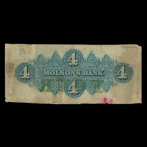 Canada, Molsons Bank, 4 dollars : October 1, 1855