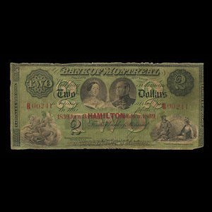 Canada, Bank of Montreal, 2 dollars : January 3, 1859