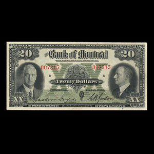 Canada, Bank of Montreal, 20 dollars : January 2, 1935