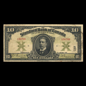 Canada, Standard Bank of Canada, 10 dollars : January 2, 1919