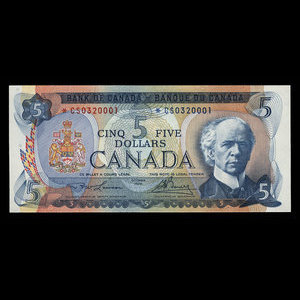 Canada, Bank of Canada, 5 dollars : 1972