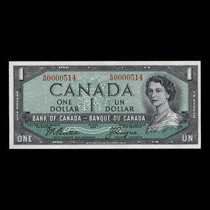 Canada, Bank of Canada, 1 dollar : 1954