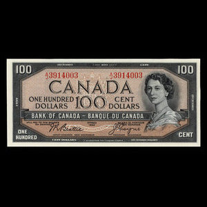 Canada, Bank of Canada, 100 dollars : 1954