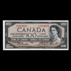 Canada, Bank of Canada, 100 dollars : 1954