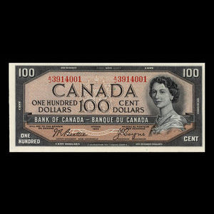 Canada, Bank of Canada, 100 dollars : 1954