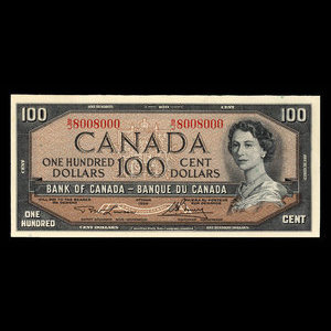 Canada, Bank of Canada, 100 dollars : 1954