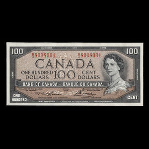 Canada, Bank of Canada, 100 dollars : 1954