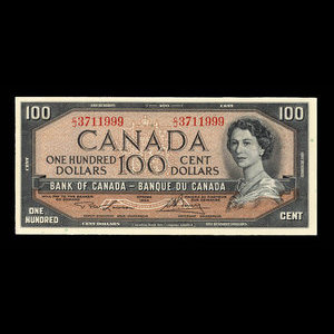 Canada, Bank of Canada, 100 dollars : 1954