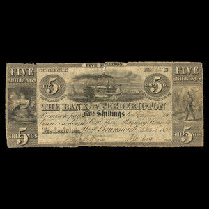 Canada, Bank of Fredericton, 5 shillings : March 6, 1838