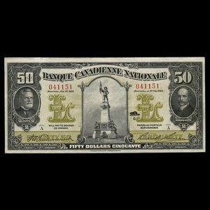 Canada, Banque Canadienne Nationale, 50 dollars : February 1, 1925