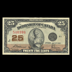 Canada, Dominion of Canada, 25 cents : July 2, 1923