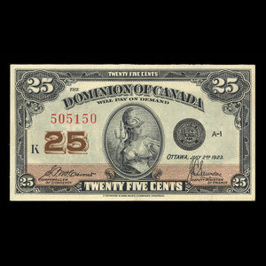 Canada, Dominion of Canada, 25 cents : July 2, 1923