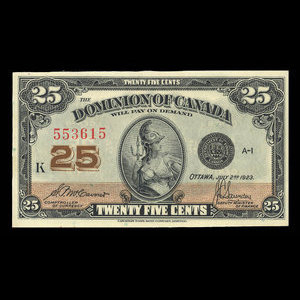 Canada, Dominion of Canada, 25 cents : July 2, 1923