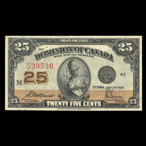 Canada, Dominion of Canada, 25 cents : July 2, 1923