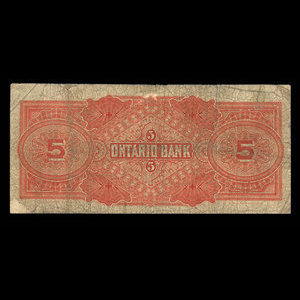 Canada, Ontario Bank, 5 dollars : June 1, 1888