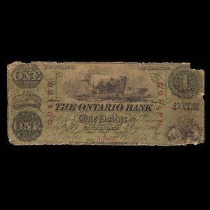 Canada, Ontario Bank, 1 dollar : August 15, 1861