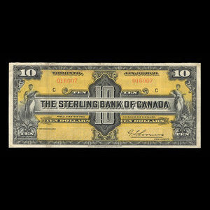 Canada, Sterling Bank of Canada, 10 dollars : January 3, 1921