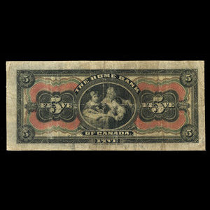 Canada, Home Bank of Canada, 5 dollars : March 1, 1920