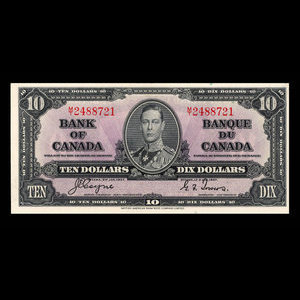 Canada, Bank of Canada, 10 dollars : January 2, 1937