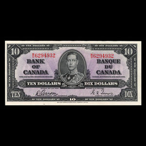 Canada, Bank of Canada, 10 dollars : January 2, 1937