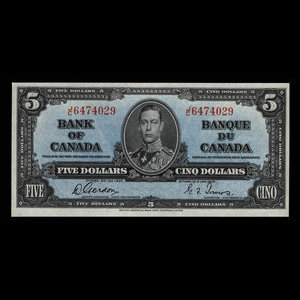 Canada, Bank of Canada, 5 dollars : January 2, 1937