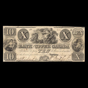 Canada, Bank of Upper Canada (York), 10 dollars : January 1, 1838