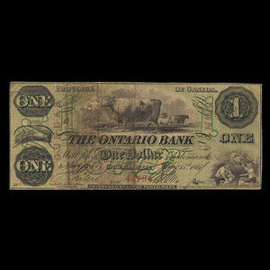 Canada, Ontario Bank, 1 dollar : August 15, 1861