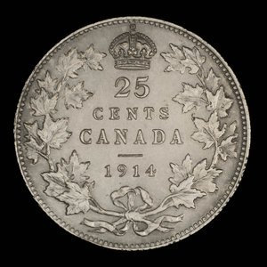 Canada, George V, 25 cents : 1914