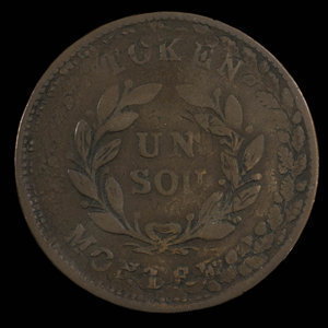 Canada, unknown, 1 sou : 1838