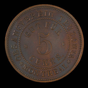 Canada, Gesangverein Teutonia, 5 cents : 1888