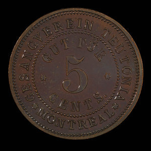 Canada, Gesangverein Teutonia, 5 cents : 1888