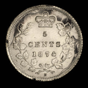 Canada, Victoria, 5 cents : 1874