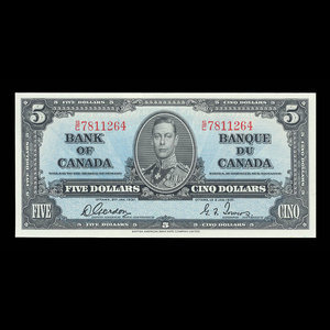 Canada, Bank of Canada, 5 dollars : January 2, 1937