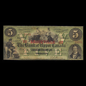 Canada, Bank of Upper Canada (York), 5 dollars : July 5, 1859