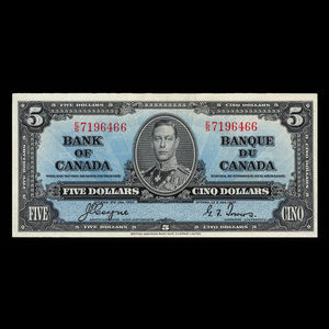 Canada, Bank of Canada, 5 dollars : January 2, 1937