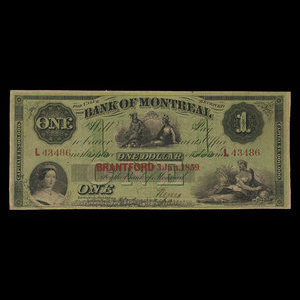 Canada, Bank of Montreal, 1 dollar : January 3, 1859