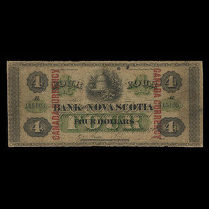 Canada, Bank of Nova Scotia, 4 dollars : July 1, 1870