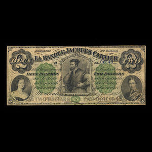 Canada, Banque Jacques-Cartier, 2 piastres : January 2, 1862