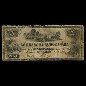 Canada, Commercial Bank of Canada, 5 dollars : January 2, 1857