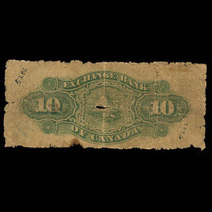 Canada, Exchange Bank of Canada, 10 dollars : November 1, 1872