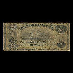 Canada, Merchants Bank of Canada (The), 2 dollars : 1868