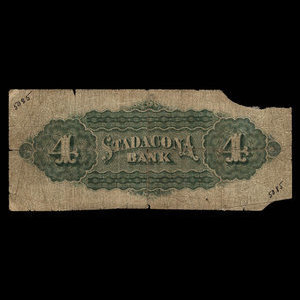 Canada, Stadacona Bank, 4 dollars : April 2, 1874